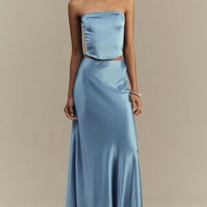 Elegant Strapless Blue Dress